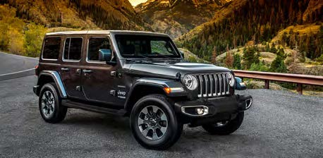 Jeep parked by mountains